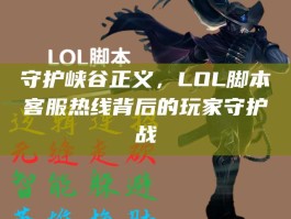 守护峡谷正义，LOL脚本客服热线背后的玩家守护战
