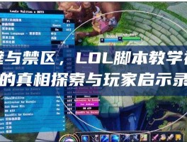 破壁与禁区，LOL脚本教学视频的真相探索与玩家启示录