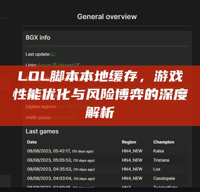 LOL脚本本地缓存,游戏性能优化与风险博弈的深度解析